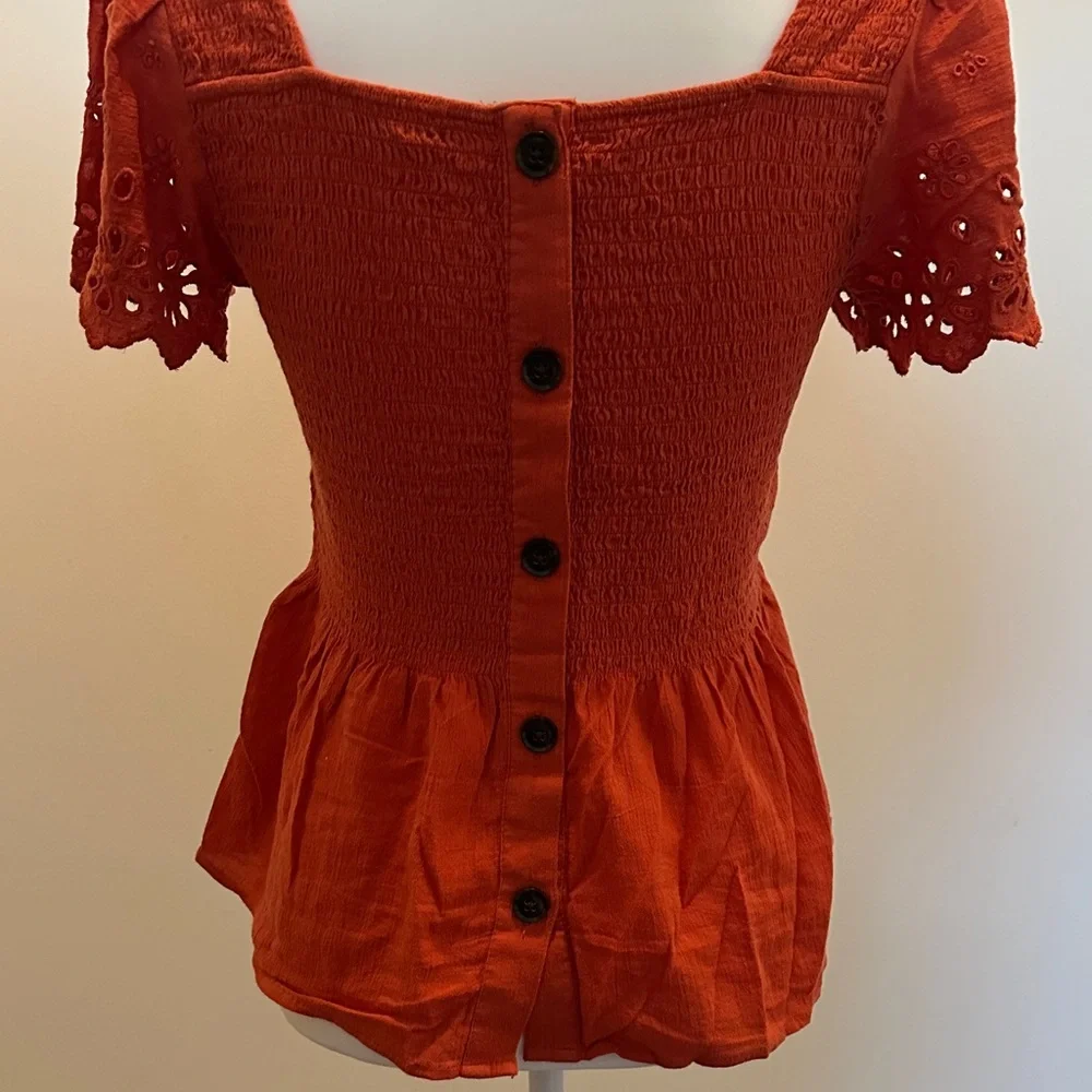 Madewell Peplum Button Smocked Blouse
